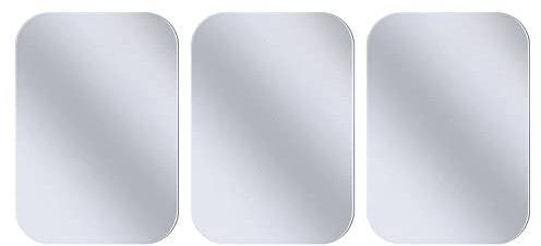 Pack of 3 adhesive metal plates, self-adhesive metal plates, mobile phone holder, metal plate for magnetic car mobile phone holder, very thin replacement plates with adhesive film, silver rectangular