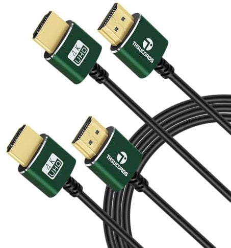 Thsucords Cable HDMI a HDMI Ultra Fino 1M 2 Unidades, Slim & Delgado HDMI Cable Compatible con 4K@60Hz18gbps 2160p 1080p