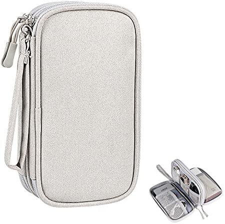 MIBICIRI Electronic Organizer Travel Cable Bag, Waterproof Double Layers All-in-One Carry Cable Organiser Bag for Cable, Cord, Charger, Power Bank, Earphone,Travel Gadget Bag for Men and Women(Grey)