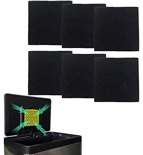 Trash Can Odor Absorbing Filter Refills for EKO Garbage Cans, Activated Charcoal Deodorizer Compatible with EKO Step and Motion Sensor Touchless Trash Cans with Built-in Filter Compartment (Pack of 6)