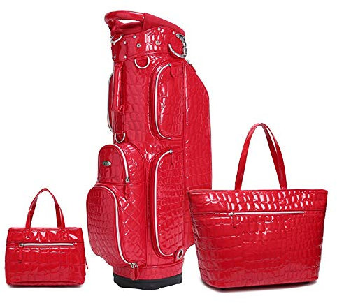 Stück Damen Golf Cart Bag Golf Stand Bag PU Leichte Golftragetasche Damen Golf Travel Organizer mit Handtaschen Tragbare Tragetasche (Color : Red, Size : 39x23x129cn)