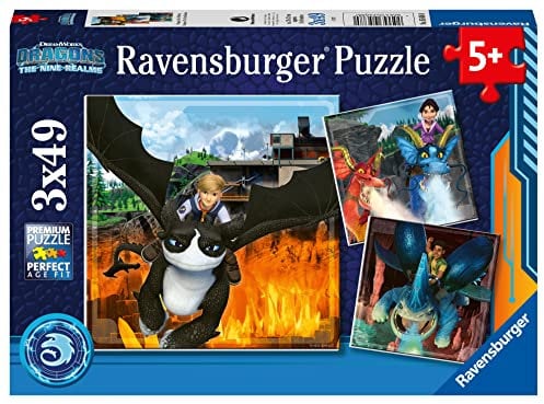 Ravensburger Kinderpuzzle 05688 - Dragons: Die 9 Welten - 3x49 Teile Dragons Puzzle für Kinder ab 5 Jahren
