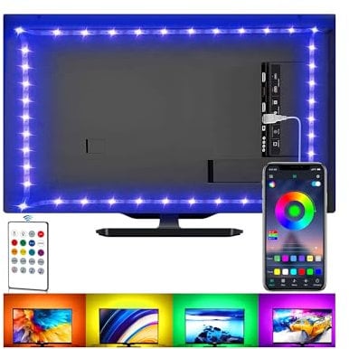 LED-Lichtstreifen für TV, USB-TV-Hintergrundbeleuchtungs-Kit mit Fernbedienung, App-Steuerung, Synchronisation zur Musik, 5050 RGB Smart LED Bias Beleuchtung für HDTV (2 m für 32-42 Zoll Fernseher