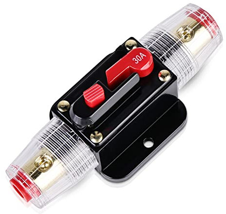 30A Interruttore di Circuito, Auto Circuit Breaker, Interruttore di Circuito Portafusibile, Automatico Ripristina Fusibile, DC 12V-24V Auto Audio Fusibili Titolare per Audio Automobile Inverter Solare