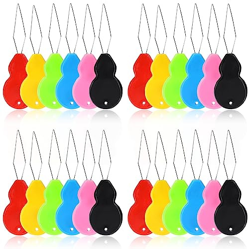 42 Pieces Plastic Needle Threaders, Gourd Shaped Wire Loop DIY Needle Threader Hand Machine Sewing Tool for Sewing Crafting Knitting Craft,6 Colors