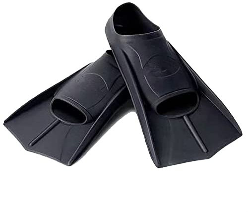ENEN Schwimmflossen, Schnorchelflossen kurz Verstellbare Flossen für Kinder Erwachsene zum Schnorcheln, Schwimmen (XXXS(24-26Meter),Schwarz)