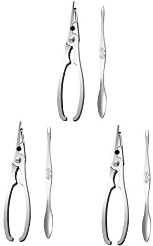 HEMOTON 3 Juegos Pinzas De Cangrejo y Agujas De Cangrejo Herramientas Para Abrir Cangrejos Pelador De Gambas Tijeras Para Mariscos Castaña Pelador De Camarones Acero Inoxidable Tuerca