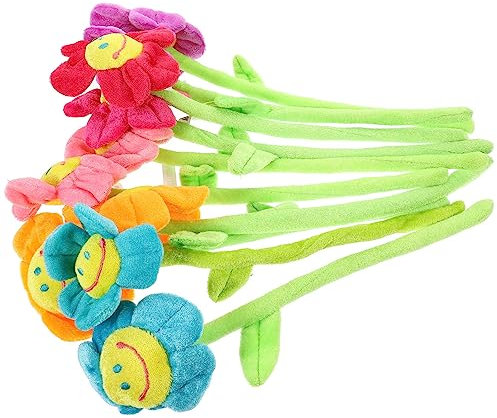 Artibetter Cortinas 10 Uds. De Flores De Peluche Tallos Flexibles Flores De Peluche Alzapaños De Cortina Ramo De Flores Cara Sonriente Flor De Peluche para Niños Niñas Pequeñas Margarita