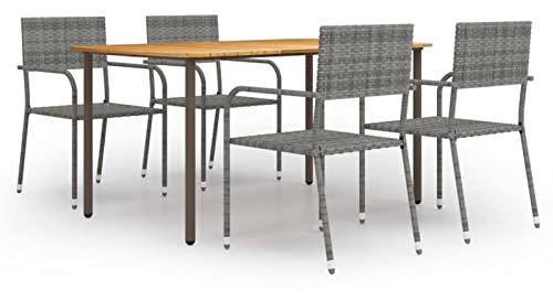 Camerina 5-TLG. Garten-Essgruppe GartenmöBel Set GüNstig Essgruppe Mit StüHlen Garten Tische FüR DraußEn Sitzgruppe Outdoor Poly Rattan Anthrazit 3072498