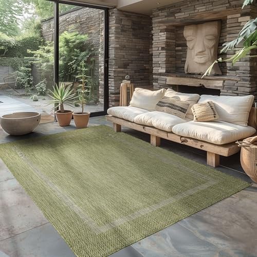 Carpettex Outdoor Teppich Wetterfest 80 x 250 cm Läufer, Sisal Optik, Grün - Ideal für Balkon, Garten, Terrasse und als Küchenläufer - Draußen Teppich Waschbar, Flachgewebe, Wasserfest, Pflegeleicht