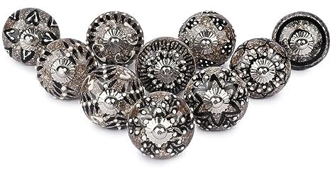 Ajuny Ceramic Knobs Brown Dotted Handmade Cupboard Door Drawer and Furniture Pulls for Kitchen Cabinets Bathroom Dresser Glossy Finishing Pottery Decorative Knobs Set of 10