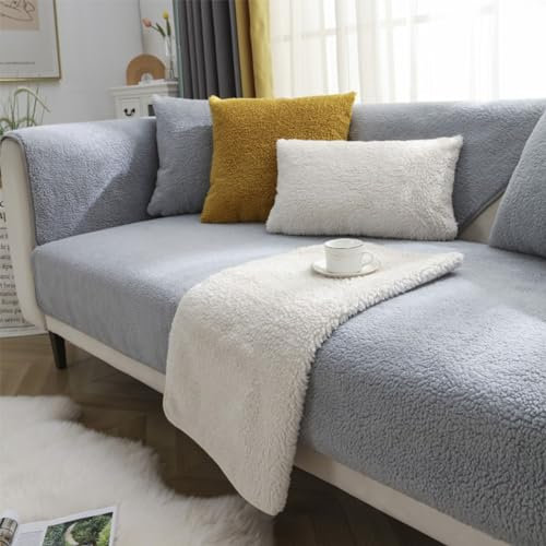 YSZBD sofabezug ecksofa wasserdicht l-Form 1/2/3/4sitzer，sofaschoner，sofaschutzdecken rutschfest,LightGray-Pillowcase(45x45cm)