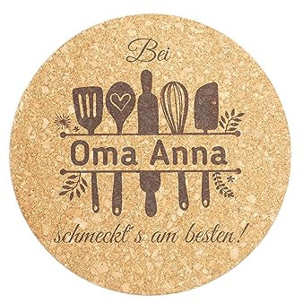 Laserfaktur Topf Untersetzer aus Kork - Lieblings-Koch | Ø 18,5cm | personalisiertes Geschenk