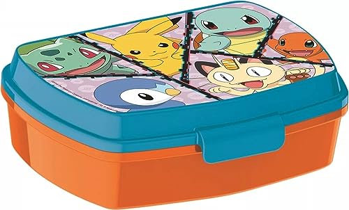 lau-fashion Pokémon Pikachu Brotdose Brotbüchse Gamer Sandwich Lunch Box Set Schule Kinder 16x12cm
