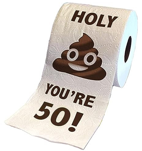 Funny Toilet Paper Roll Birthday Decoration, Happy Prank Toilet Paper, 30th-60th Birthday Gifts for Women Men Gift, 3 Layers for Families, Friends (50th Birthday)