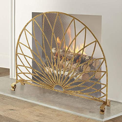 Fireplace Screen Gold Fan, Metal Freestanding Fire With Spark Proof Mesh, Baby Safe Fence For Fireplaces/Stoves/Grills, 38.6 W X 30.7 H beautiful scenery