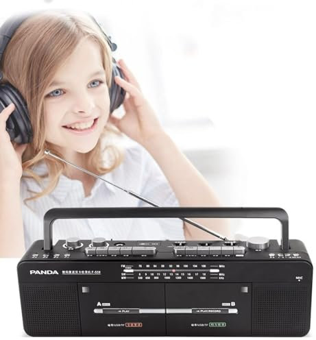 Cassette Boombox Radio Registratore di cassette, doppio lettore di cassette, radio AM/FM, radio FM/SW/WM - Disco MP3/U, riproduzione scheda TF - Registrazione/trascrizione con un clic, stile classico