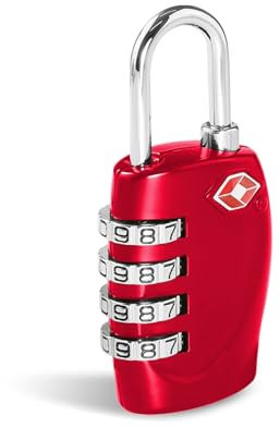 CFMOUR TSA Lot de 1 cadenas à combinaison à 4 chiffres pour valises, valises, valises, sacs Rouge