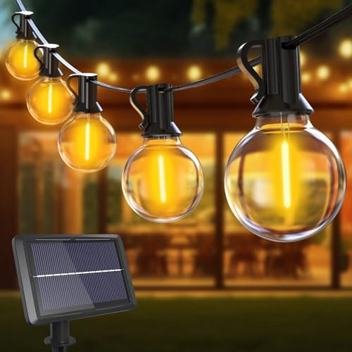 btfarm Solar Lichterkette Aussen 13M, Lichterkette Glühbirnen Außen Solar G40 15 LED Birnes 4 Modi Wasserdicht Solarlichterkette Outdoor für Garten Balkon Party Hochzeit Terrasse, Warmweiß
