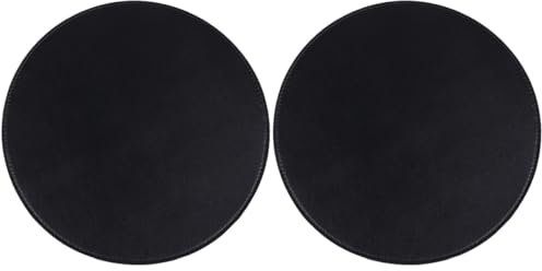 EXCEART 2er Set Rundes Leder Mauspad, Doppelseitiges Gaming Mousepad, rutschfest, 22cm, Schwarz, Ideal FüR BüRo Und Zuhause