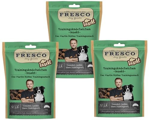 Fresco Martin Rütter Trainingsknöchelchen Insekt | 3er Pack | 3 x 150 g | Natürlicher Monoproteinsnack aus der Larve von Hermetia | Leckerer Snack für Hunde…