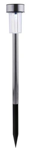 Grundig Solar Gartenleuchten - Solarleuchten 10 Stück - Gartenlampen für Draußen - Solarlampen mit Weißem Licht - 6-8 Stunden Batterielebensdauer - IP44 Wasserbeständig - Ø4,8 x 36,5 cm - Edelstahl