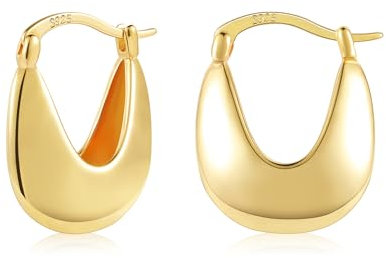 Gold Creolen Ohrringe Damen, Kleine Klobige Creolen Hypoallergen Kleine Ohrringe Glänzende Klobige Hohle Creolen Ohrringe Dicke Creolen Ohrringe leichte Schmuckgeschenke Damen Mädchen
