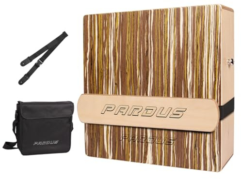 PARDUS Tragbare Cajontrommel mit abnehmbaren Snare-Gurten - Travel Cajon mit zweiseitigem Birke & Techwood für tiefe und knackige Sounds - Percussion-Musikinstrument - Inklusive Oxford-Tragetasche