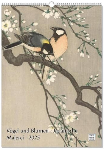 artboxONE Kalender 2026 Vögel und Blumen - Japanische Malerei Wandkalender A2 2026 Natur