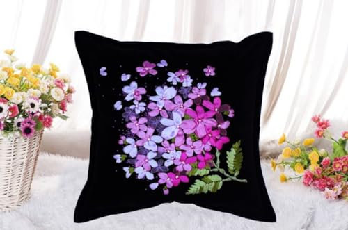 N.LANSHAN 3D-Bandstickerei-Sets. Flock-Kissen-Stickerei-Set Für Anfänger. Bunter Blumenstrauß. Umfassendes Stick-Starter-Set Mit Anleitung，Stickrahmen，Garn Und Werkzeug. 45x45cm