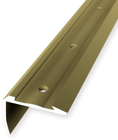 Treppenkantenprofil 32 x 44 x 2500 mm Winkelprofil Aluminium Geriffelt Versenkt Gebohrt Gold Einfasshöhe 0-2.5 mm Küberit