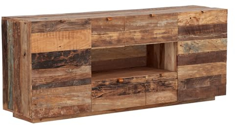 Woodkings Sideboard Oldwood | TV-Kommode aus rustikalem Altholz | große Kommode 180cm für Wohnzimmer oder Esszimmer | Stauraumwunder, Einzigartiges Design