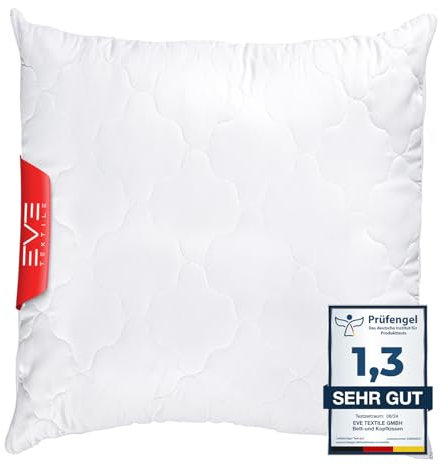 EVE Textile® Kopfkissen 60x60 cm; Bis 60° Waschbar; Steppkissen, Schlaf-Kissen mit abnehmbarem Bezug & hochwertiger Kissenfüllung; Bett oder Deko mit Reißverschluss Allergikerfreundlich