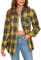 Stamain Flannel Shirts for Women Casual Yellow Check Shirts Long Sleeve Button Dwon Cotton Blouses Top for Ladies L