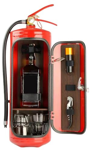 Nbbwwu Feuerlöscher Form Minis Bar, Feuerlöscher Getränkeschrank für Whisky-Liebhaber, Whiskey Getränkeschrank, Likör-Wein-Aufbewahrungsboxen, kreativer Barschrank, Weinschrank,