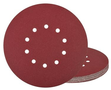 Disques Abrasifs 225 mm Grain 240 Pour Ponceuse Girafe, Ponceuse à Bras Long et Ponceuse à Plaque de Plâtre - 10 Trous pour Aspiration - Papier de Verre pour Cloisons Sèches et Bois(15 Pièces)