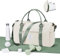 WEPLAN Sac de Sport Femme Homme Sac de Gym Léger Sac de Voyage avec Compartiment de Chaussures et Poche Humide Sacs de Sport Fitness Gym Duffle Bag Sac de Week-End Sac Polochon Piscine,Beige et Vert