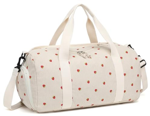 LOIDOU Sporttasche Reisetasche Damen Fitnesstasche mit großem Schuhfach Nassfach Sport Travel Bag Trainingstasche Frauen für Frauen Reisen Fitnessstudio Yoga (Erdbeerbein)
