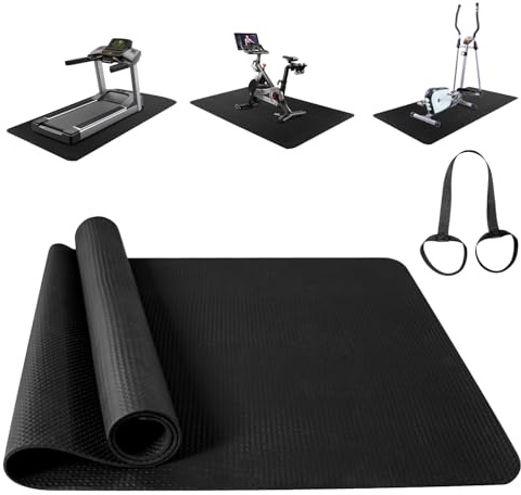 Treadmill Mat, Non-slip Walking Pad Mat, 60×120cm Heavy Duty Noise Reduction Floor Protector Mat for Under Exercise Bike, Rower, Elliptical, Fitness Equipment (Black, 60×120cm)