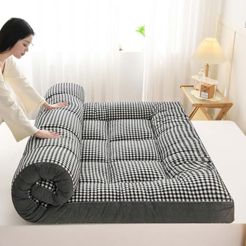 Danchen Japanische faltbare Futon-Matratze, tragbare aufrollbare Isomatte, extra weiche Tatami-dicke Bodenmatratze für Gäste, Camping, Liegen (120 x 200 cm, Grau)