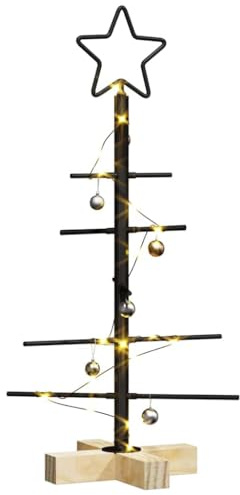 vidaXL Metal Christmas Tree Black 59.5 cm Powder-coated steel