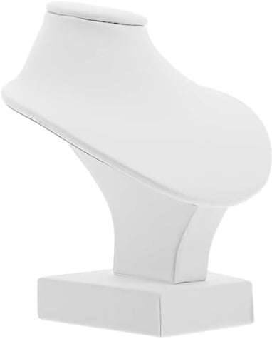 GARVALON Porta Collane Manichino Collo Realistico in Pu Bianco, Espositore Elegante per Collane e Pendenti, per Banconi Negozi di Gioielli