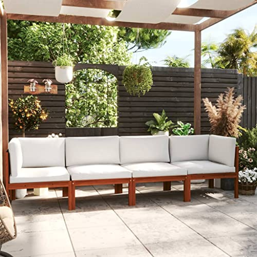 Hommdiy 4-Sitzer-Gartensofa mit Kissen Holz Akazie & Seil(4-Sitzer)