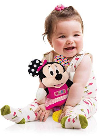 Clementoni Disney Baby Minnie Mouse Plüschtier mit Beißring - Weiches Spielzeug für Babys Entwicklung, Stofftier für Säuglinge, Lernspielzeug, Kleinkinder ab 6 Monaten, 17164