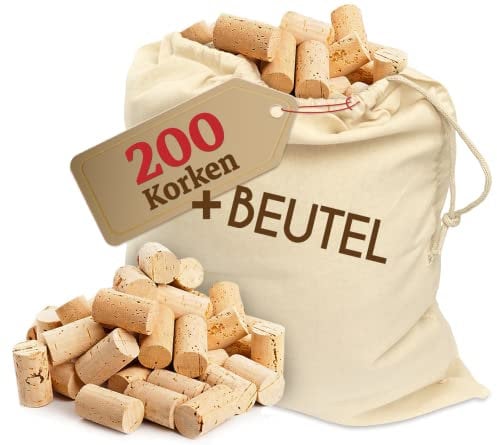 200 Bouchons à vin - pour décorer, embellir et bricoler - Bouchons en liège naturels pour Les Enfants, 24 mm x 45 mm
