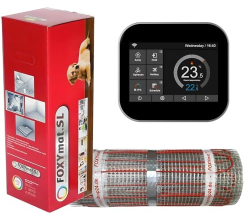 FOXYMAT.SL RAPID elektrische Fußbodenheizung, 5.0 m² (0.5m x 10m) | 200 Watt pro m², mit Thermostat SPS
