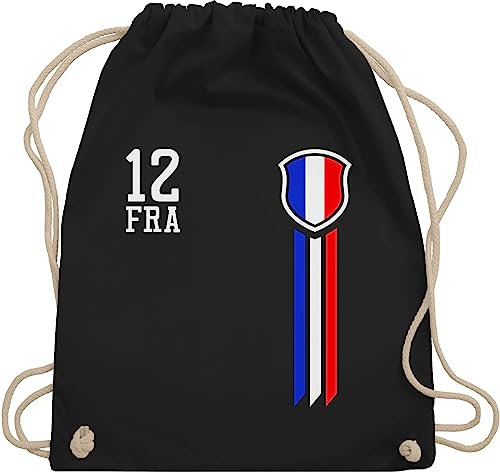 Turnbeutel Rucksack - Fußball EM WM - Taschen - 12. Mann Frankreich Fanshirt - Unisize - Schwarz - fußball-em fanartikel europameisterschaft france bags fussball football tasche fu ball beutel