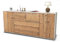 Stil.Zeit Sideboard Eliana, Korpus Weiss matt, Front Holz-Design Pinie (180x79x35cm) Push-to-Open Technik & Leichtlaufschienen