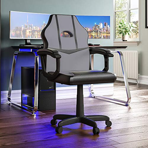 Vida Designs Racing Comet Gaming Computer Chair, Grey & Black, Office Executive Adjustable Swivel Recliner Pu Faux-Leather (UKFR Certified)