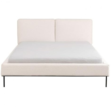 Kare Design Bett East Side, Beige, Bettgestell, Polsterbett, Massivholz Gestell, Easy Clean Bezug, 160x200 cm (LxB)